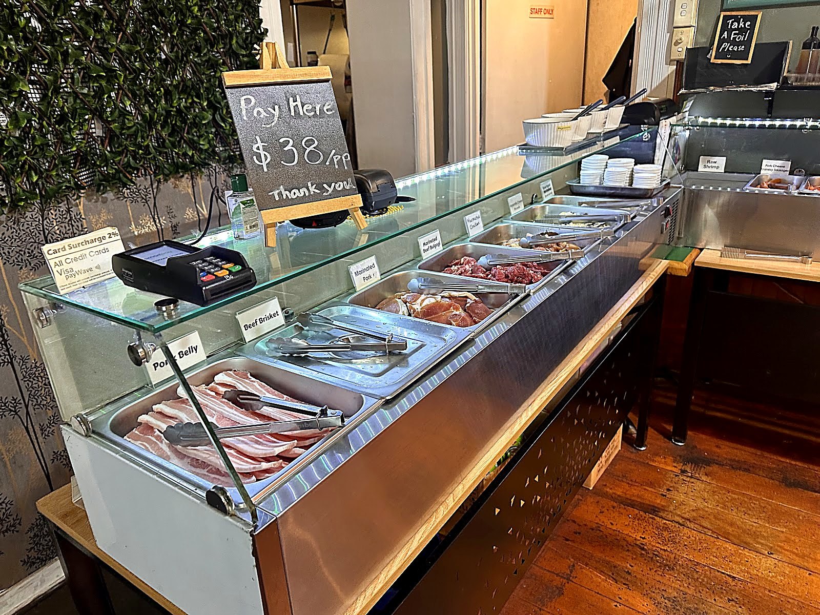Mukbang Korean BBQ buffet chilled fresh meat selection on Queen Street Auckland